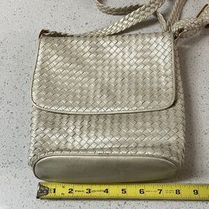 Ganson Chic Woven Crossbody‎ Bag in Pearlized Cream used
